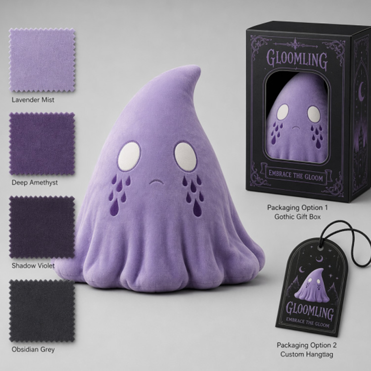 Purple Sad Spooky Ghost Stuffed Toy